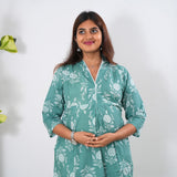 Turquoise cotton maternity nursing co-ords set