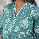 Turquoise cotton maternity nursing co-ords set