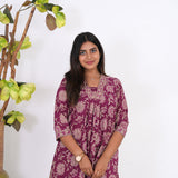 Magenta anarkali cotton co-ords set