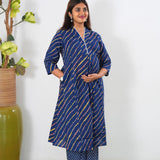 Blue stripes cotton maternity nursing co-ords set