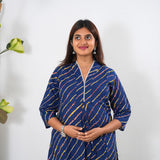 Blue stripes cotton maternity nursing co-ords set
