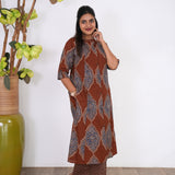 Brick brown mandarin a-line cotton co-ords set
