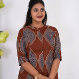 Brick brown mandarin a-line cotton co-ords set