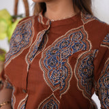 Brick brown mandarin a-line cotton co-ords set