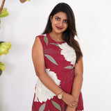 Maroon dahlia cotton co-ords set(attached sleeves)
