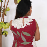 Maroon dahlia cotton co-ords set(attached sleeves)