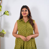 Lemonade cotton button down midi dress(attached sleeves)