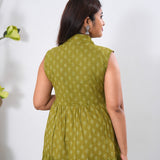 Lemonade cotton button down midi dress(attached sleeves)