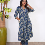 Midnight blue anarkali cotton co-ords set