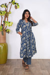 Midnight blue anarkali cotton co-ords set