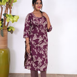 Aubergine V neck cotton co-ords
