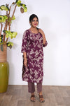 Aubergine V neck cotton co-ords