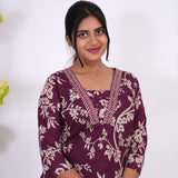 Aubergine V neck cotton co-ords