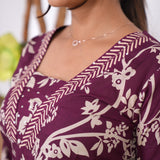 Aubergine V neck cotton co-ords