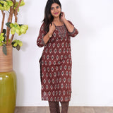 Brick brown diamond butta cotton co-ords
