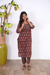 Brick brown diamond butta cotton co-ords