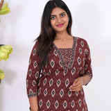 Brick brown diamond butta cotton co-ords
