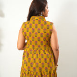 Mango cotton button down midi dress(attached sleeves)
