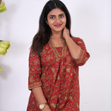 Crimson anarkali cotton co-ords set