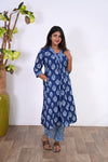 Indigo anarkali cotton co-ords set
