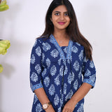 Indigo anarkali cotton co-ords set