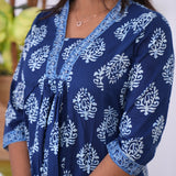Indigo anarkali cotton co-ords set