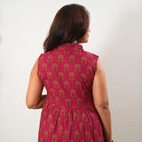Strawberry cotton button down midi dress(attached sleeves)