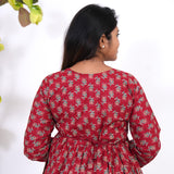 Meryl v neck cotton short kurti -Crimson