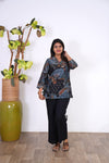 Powder blue v neck muslin short kurti