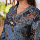 Powder blue v neck muslin short kurti
