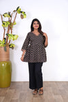 Meryl v neck cotton short kurti -Black