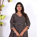 Meryl v neck cotton short kurti -Black