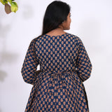 Meryl v neck cotton short kurti - Navy blue