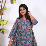 Meryl v neck cotton short kurti-Royal blue