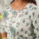 Soft beige round neck cotton co-ords set