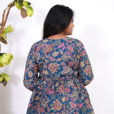 Meryl v neck cotton short kurti-Royal blue