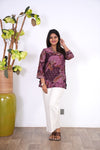 Mauve v neck muslin short kurti