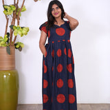 Navy polka cotton maxi
