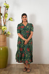 Forest green cotton midi dress
