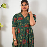 Forest green cotton midi dress