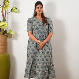 Powder blue tie and dye cotton midi dress