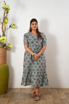 Powder blue tie and dye cotton midi dress