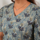 Powder blue tie and dye cotton midi dress