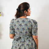 Powder blue tie and dye cotton midi dress