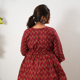 Peplum cotton short kurti - Red roses