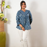 Indigo tie and dye cotton top