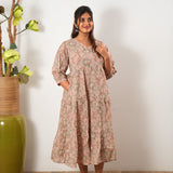 Peach paisley cotton midi dress