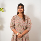 Peach paisley cotton midi dress