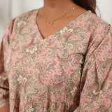 Peach paisley cotton midi dress