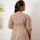 Peach paisley cotton midi dress